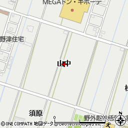愛知県西尾市吉良町吉田山中周辺の地図