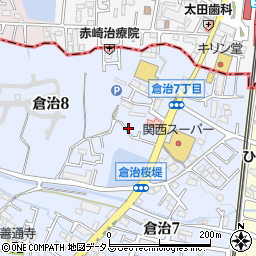 大阪府交野市倉治8丁目4周辺の地図