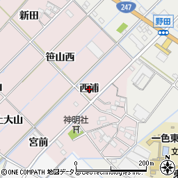 愛知県西尾市一色町惣五郎（西浦）周辺の地図