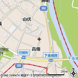 愛知県豊川市行明町高畑25周辺の地図