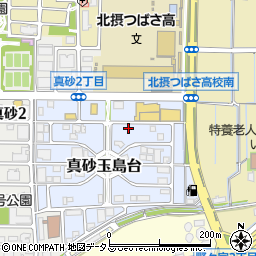 タイムズ万代茨木真砂店駐車場周辺の地図