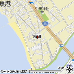 愛知県豊川市御津町御馬（梅田）周辺の地図