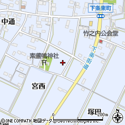 愛知県豊橋市下条東町宮脇周辺の地図