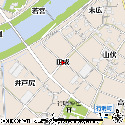 愛知県豊川市行明町（田成）周辺の地図