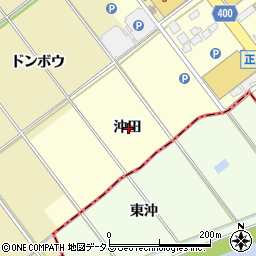 愛知県豊川市正岡町沖田周辺の地図