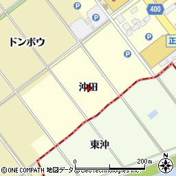 愛知県豊川市正岡町（沖田）周辺の地図