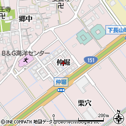 愛知県豊川市篠束町（仲堀）周辺の地図