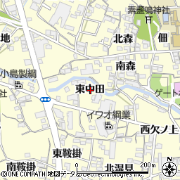愛知県蒲郡市形原町東中田周辺の地図