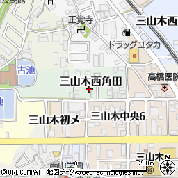 京都府京田辺市三山木西角田周辺の地図