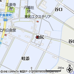 愛知県豊橋市下条東町（池尻）周辺の地図