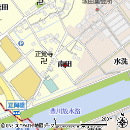 愛知県豊川市正岡町南田周辺の地図