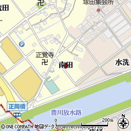愛知県豊川市正岡町（南田）周辺の地図