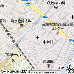 リパーク宝塚中州１丁目駐車場周辺の地図
