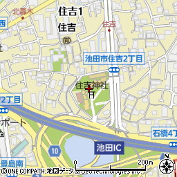大阪府池田市住吉周辺の地図