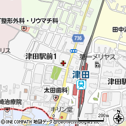 セブンイレブン枚方津田駅前店周辺の地図