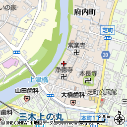 兵庫県三木市府内町周辺の地図