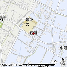 愛知県豊橋市下条東町西浦周辺の地図