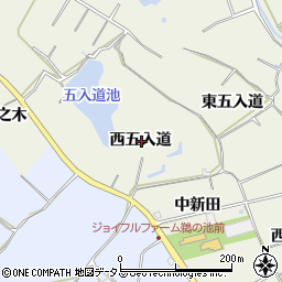 愛知県知多郡美浜町上野間西五入道周辺の地図