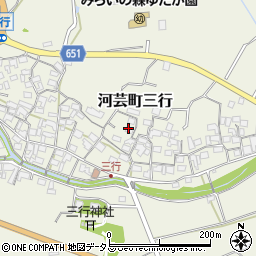 三重県津市河芸町三行周辺の地図
