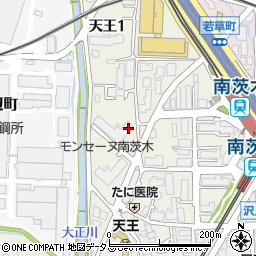 大阪府茨木市天王周辺の地図