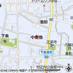 愛知県豊橋市下条東町中屋敷周辺の地図