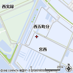 愛知県西尾市一色町小薮西五町分周辺の地図