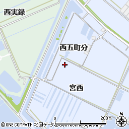 愛知県西尾市一色町小薮（西五町分）周辺の地図