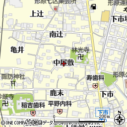 愛知県蒲郡市形原町中屋敷周辺の地図