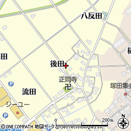 愛知県豊川市正岡町後田457周辺の地図