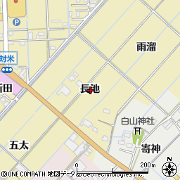 愛知県西尾市一色町対米長池周辺の地図