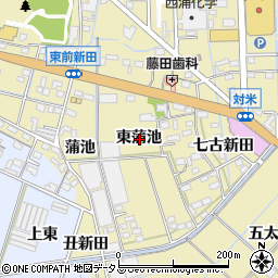 愛知県西尾市一色町対米東蒲池周辺の地図