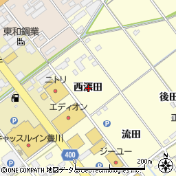 愛知県豊川市正岡町西深田周辺の地図