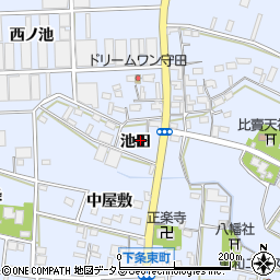 愛知県豊橋市下条東町池田周辺の地図