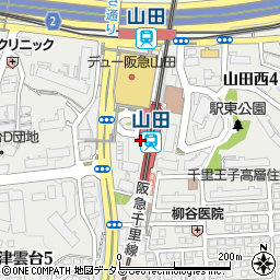ローソンＨＡ阪急山田店周辺の地図