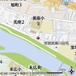 兵庫県宝塚市美座周辺の地図