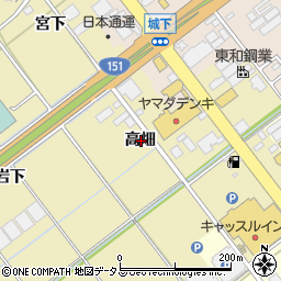愛知県豊川市下長山町高畑周辺の地図
