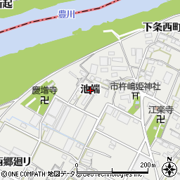 愛知県豊橋市下条西町池端周辺の地図