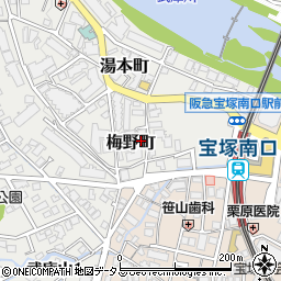 兵庫県宝塚市梅野町周辺の地図