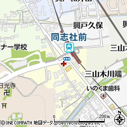 ローソン田辺同志社前店周辺の地図