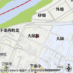 愛知県豊橋市下条西町大屋敷周辺の地図