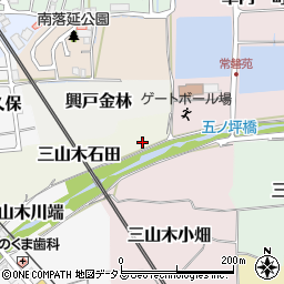 京都府京田辺市三山木石田周辺の地図