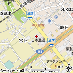 愛知県豊川市牛久保町城下89-1周辺の地図