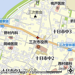 三次市役所入口周辺の地図