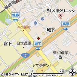 愛知県豊川市牛久保町城下69周辺の地図