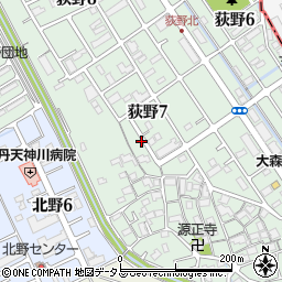 兵庫県伊丹市荻野7丁目34周辺の地図