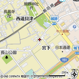愛知県豊川市下長山町宮下周辺の地図