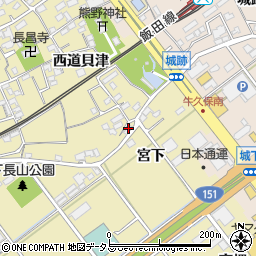 愛知県豊川市下長山町（宮下）周辺の地図
