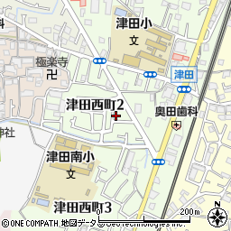 大阪府枚方市津田西町周辺の地図