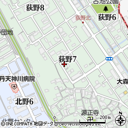 兵庫県伊丹市荻野7丁目21周辺の地図