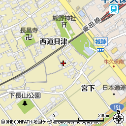 愛知県豊川市下長山町西道貝津64-4周辺の地図
